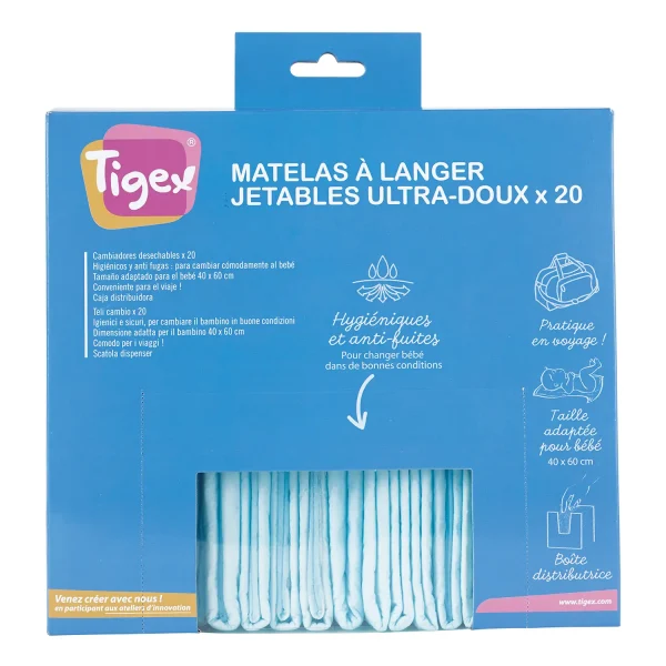 20 matelas à langer jetables ultra-doux 40*60 CM TIGEX