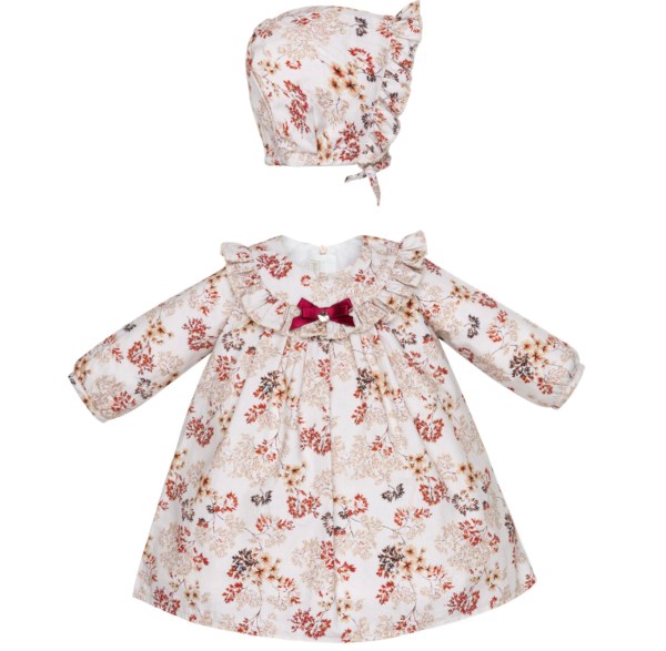 Ensemble 3pcs Robe et 🌸🦋 Chapeu anglais + Bas collant bébé fille babydola