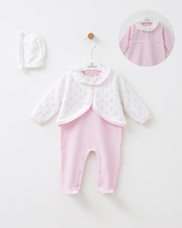 Grenouillère Tricotée 3pcs en Coton Avec Bonnet LEOKING
