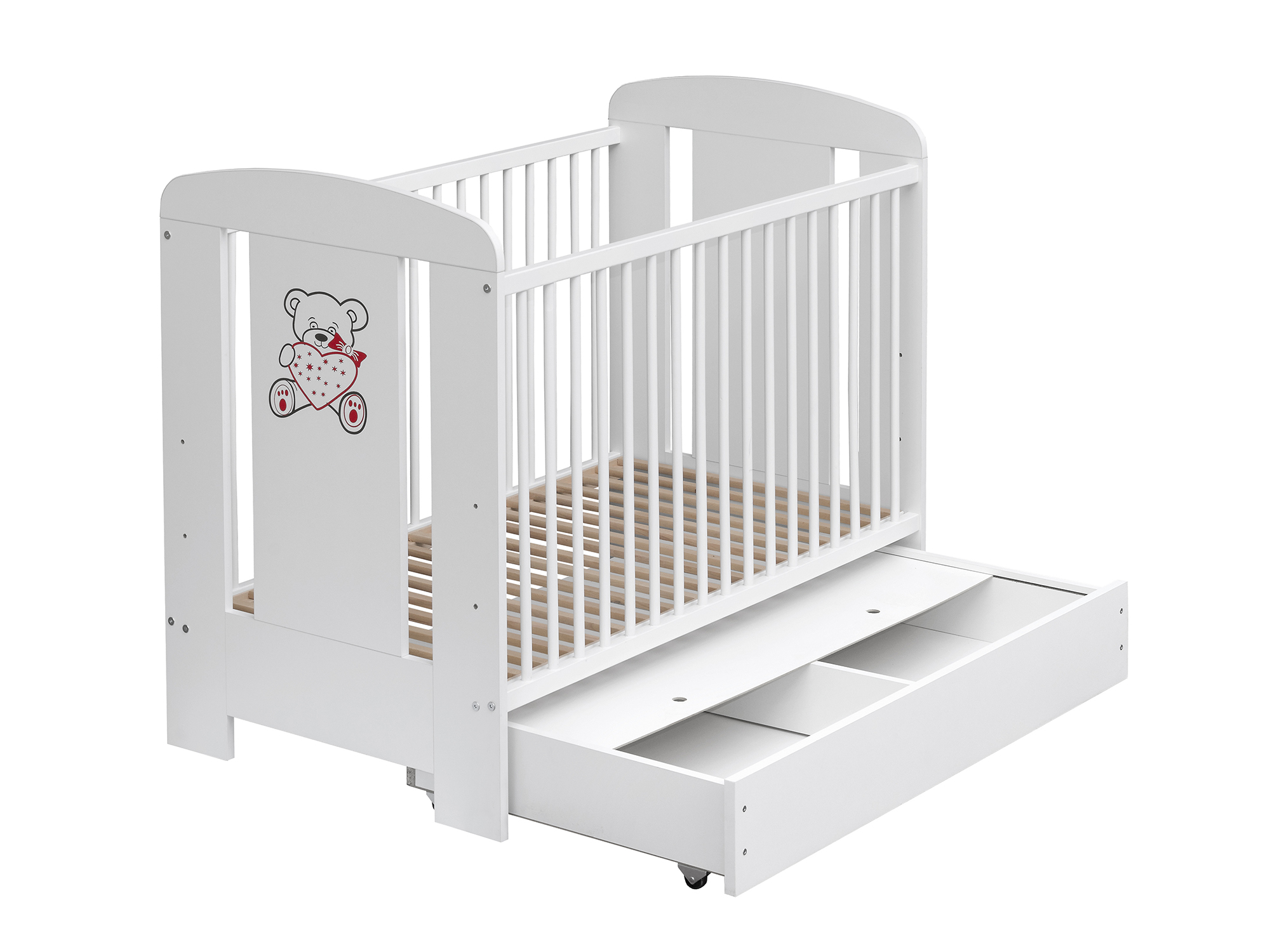 Lit bébé en bois Kamil blanc 120×60 CM