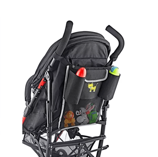 Babyjem Organisateur de Poussette – Avec 2 Porte-Biberons, Poche Filet et Grand Compartiment Zippé