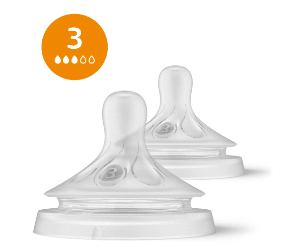 Philips Avent Natural 1M+ à Réponse Naturelle Lot de 2 tétines débit 3 – Moyen