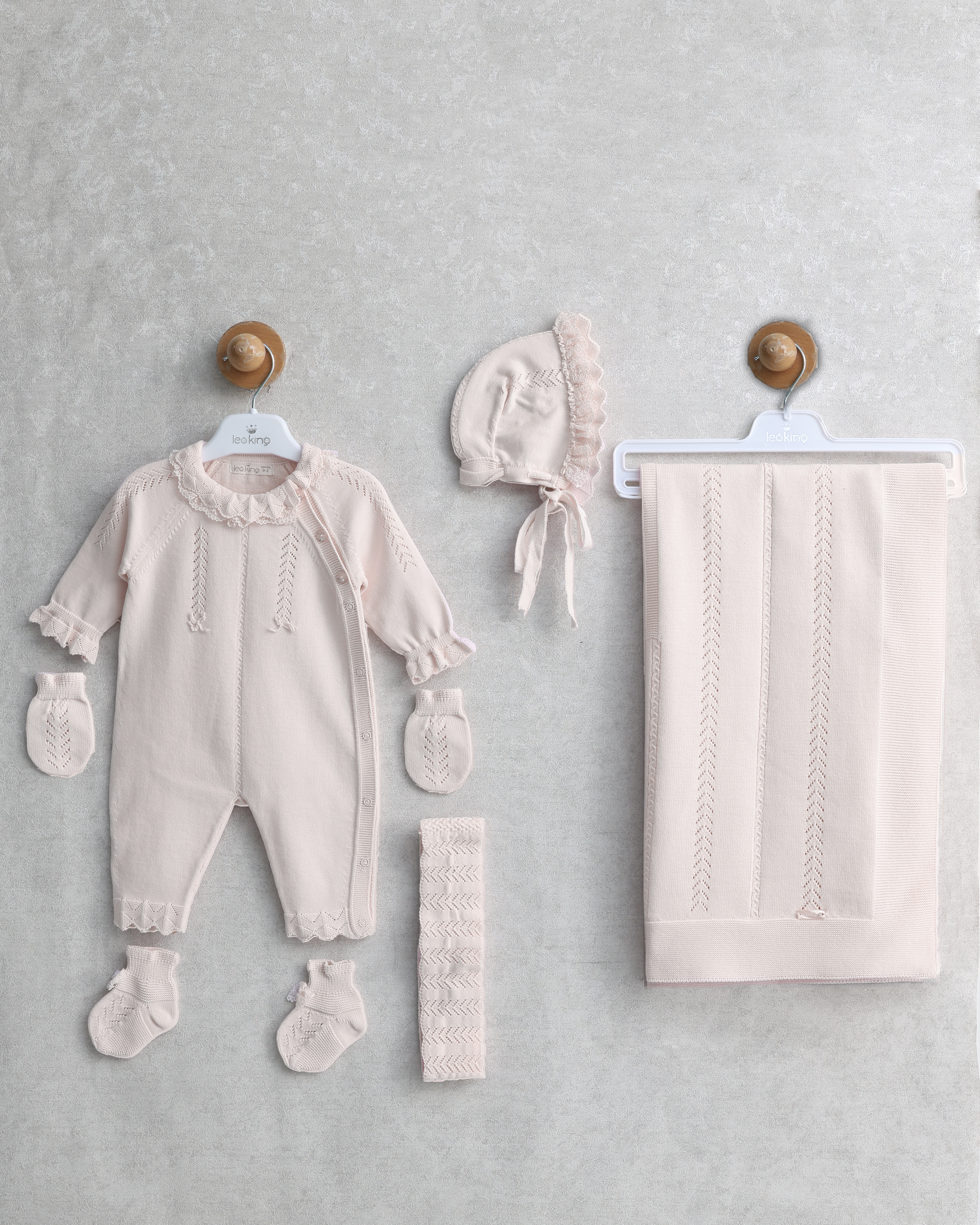 LEO KING BABY SET OF 7 GIRLS JUMPSUIT COTTON A.BEIGE 3102_2 (1)