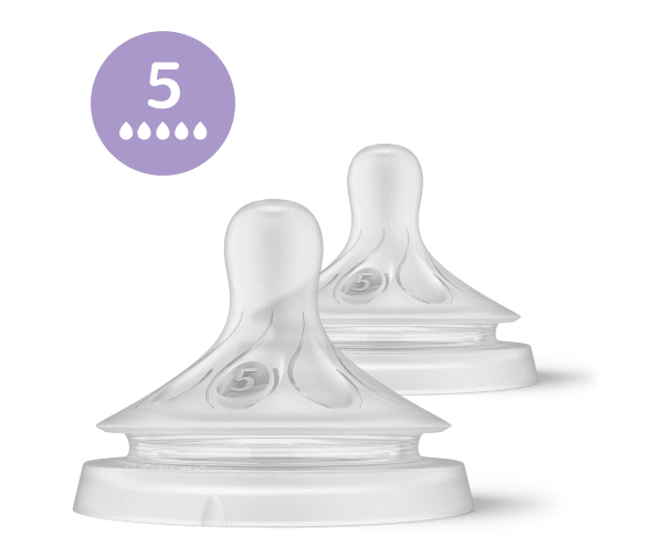 Philips Avent Natural 6M+ à Réponse Naturelle Lot de 2 tétines débit 5 – Extra rapide
